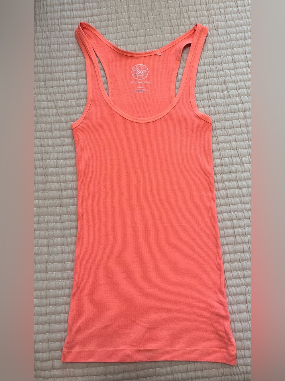 SO The Perfect Tank Top Ribbed Racerback Peach Size Small